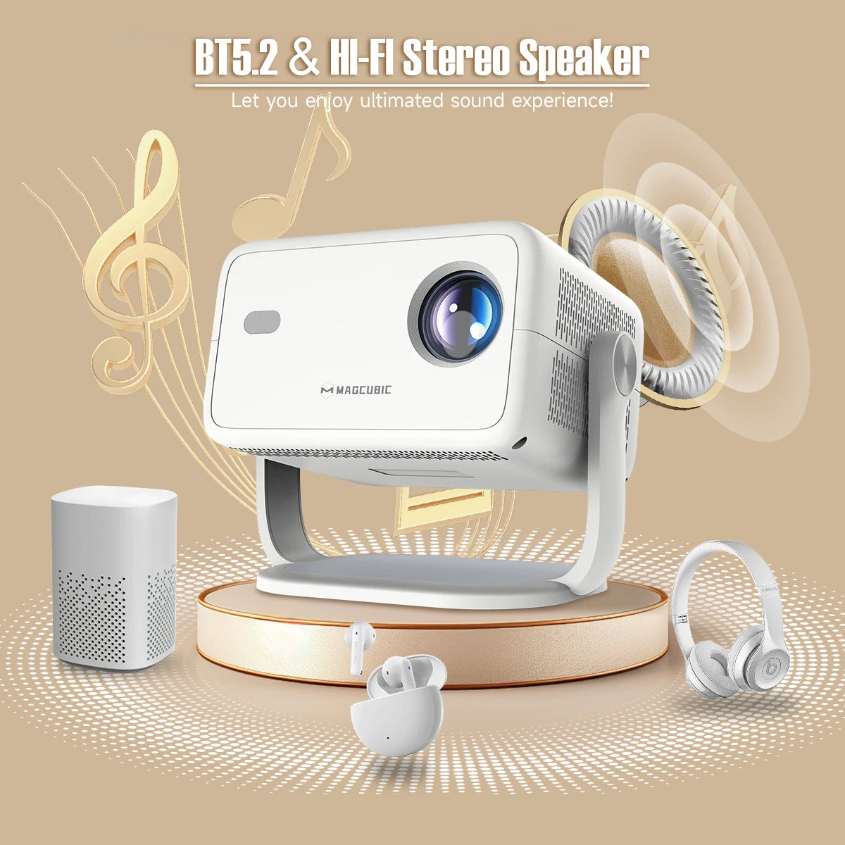 4K L018 Android11 Projector 650ANSI Native 1080P Auto Focus & Keystone BT5.2 WIFI6 Allwinner H713 Portable 360° Rotate